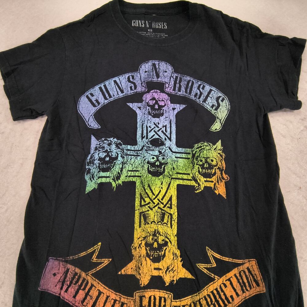 Guns And Roses Band Crew Neck Short Sleeve Graphic Shirt Womens Size XS Black
